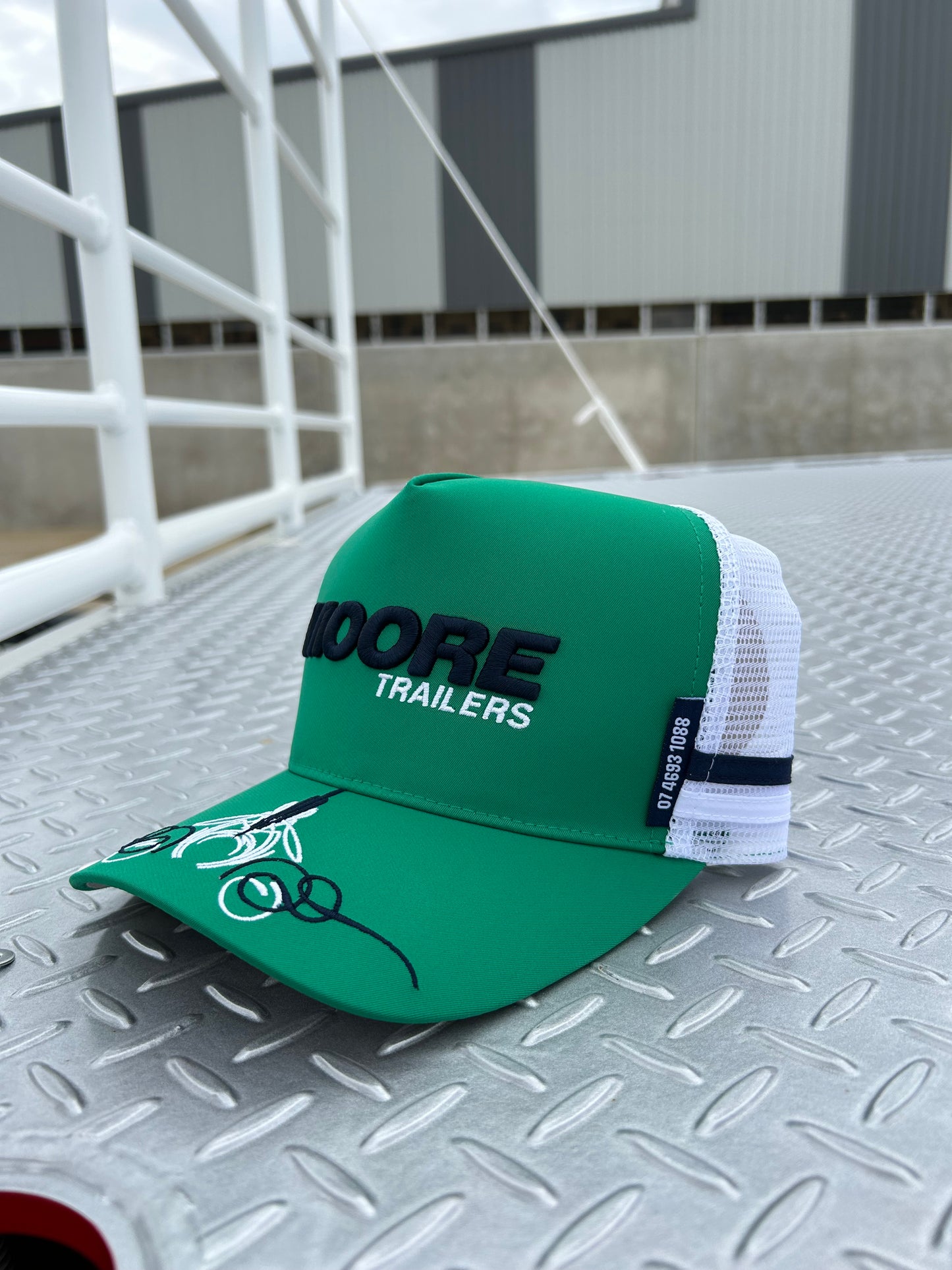 Green Trucker Cap W/Scroll