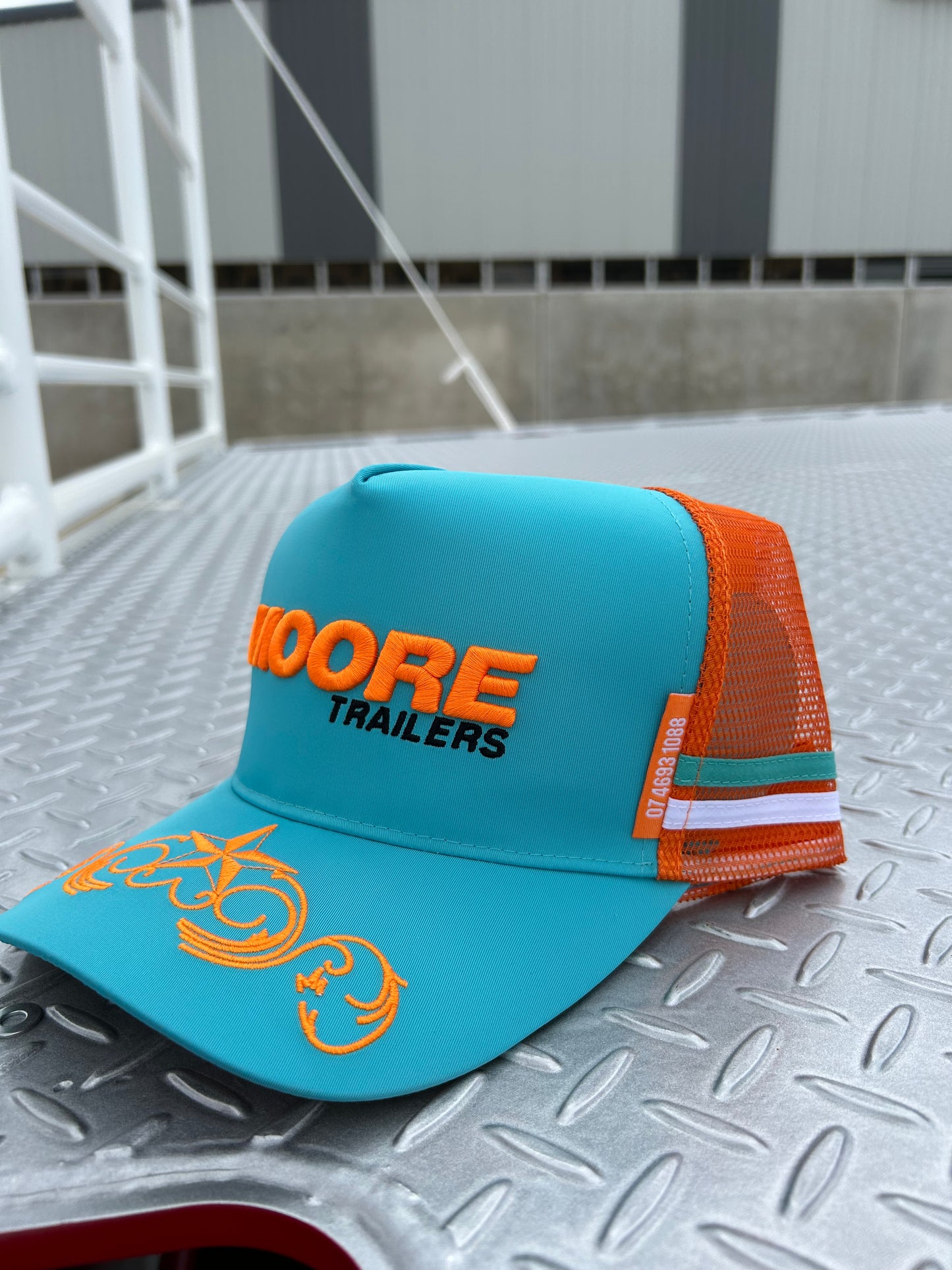 Teal Trucker Cap W/Scroll