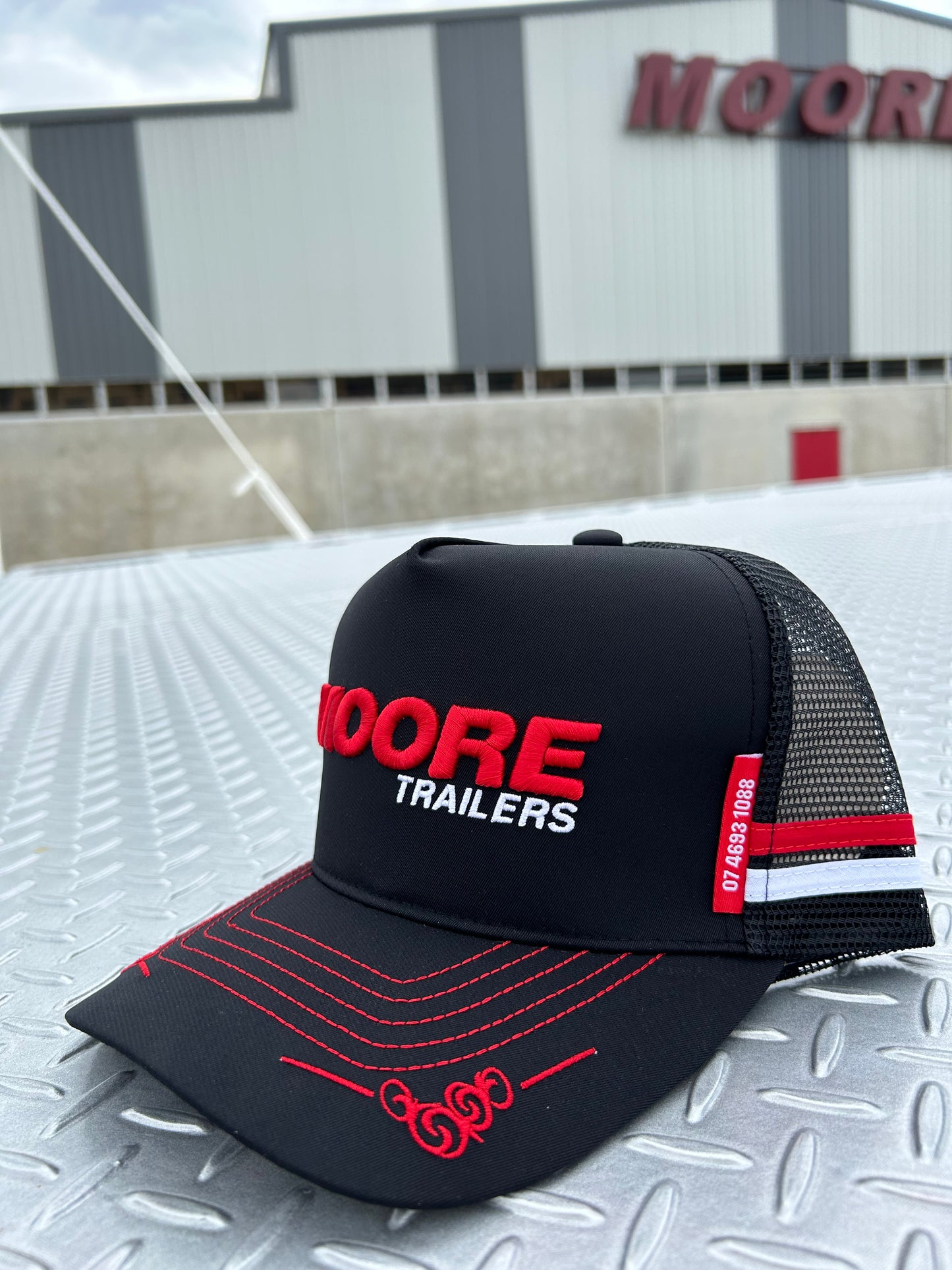 Black Trucker Cap W/Scroll