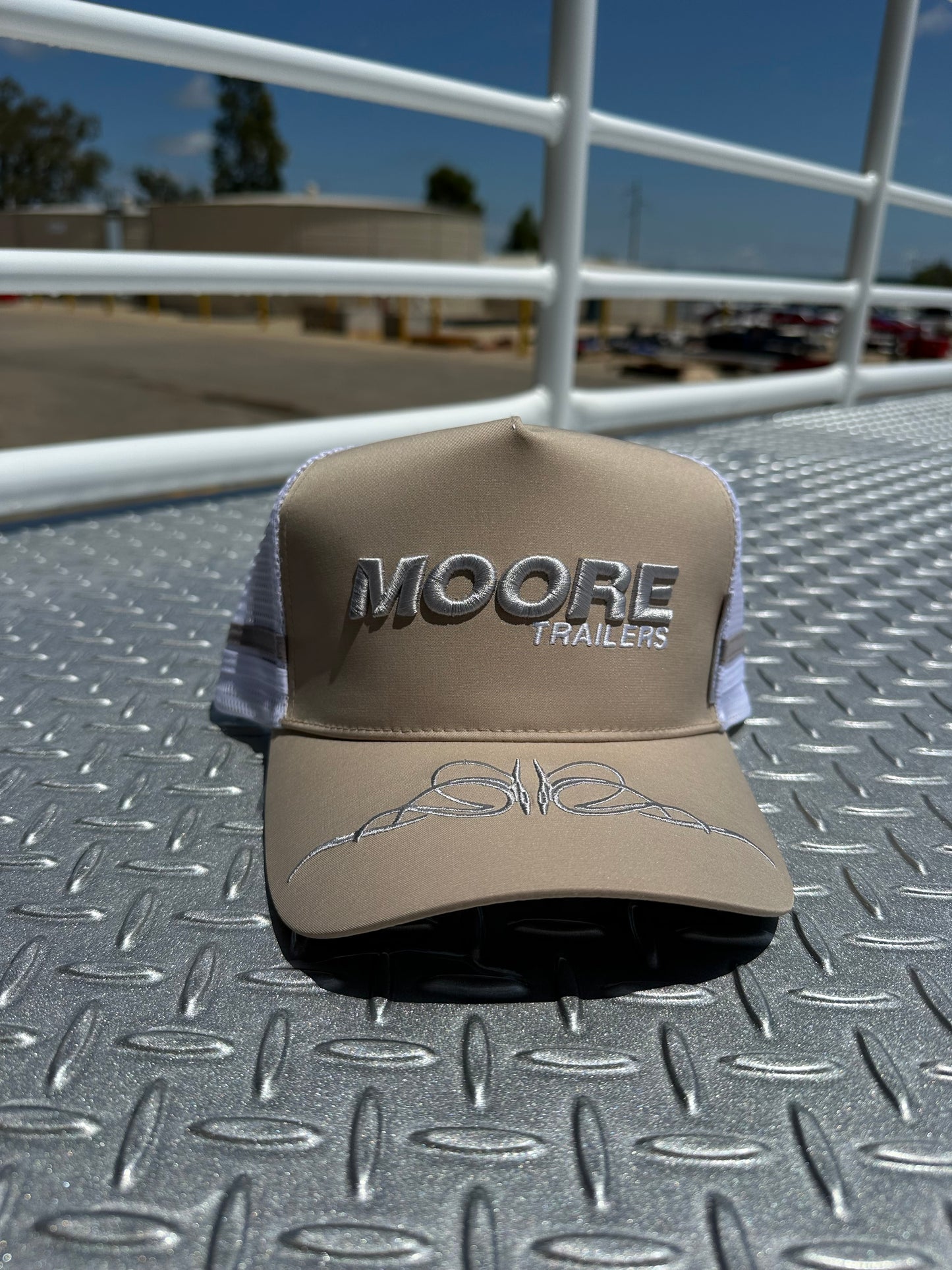 Cream Trucker Cap W/Scroll