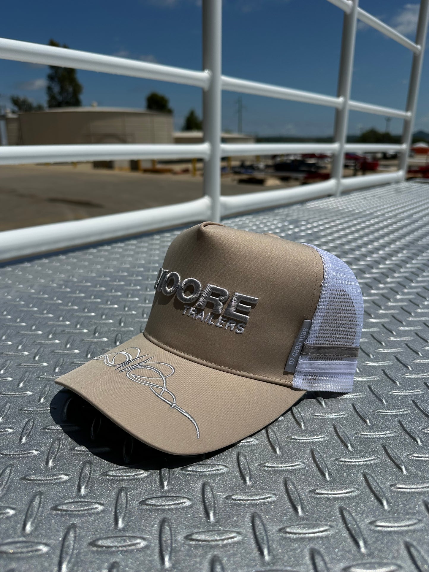 Cream Trucker Cap W/Scroll