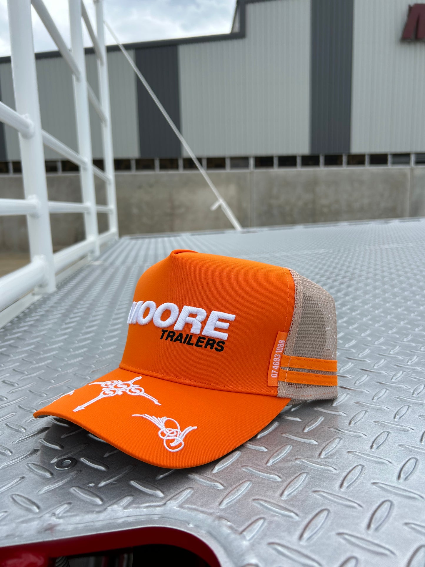 Orange Trucker Cap W/Scroll